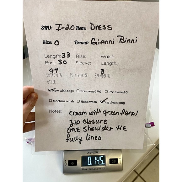 NWT Green/ Cream Floral One Shoulder Gianni Binni Dress - Picture 7 of 7